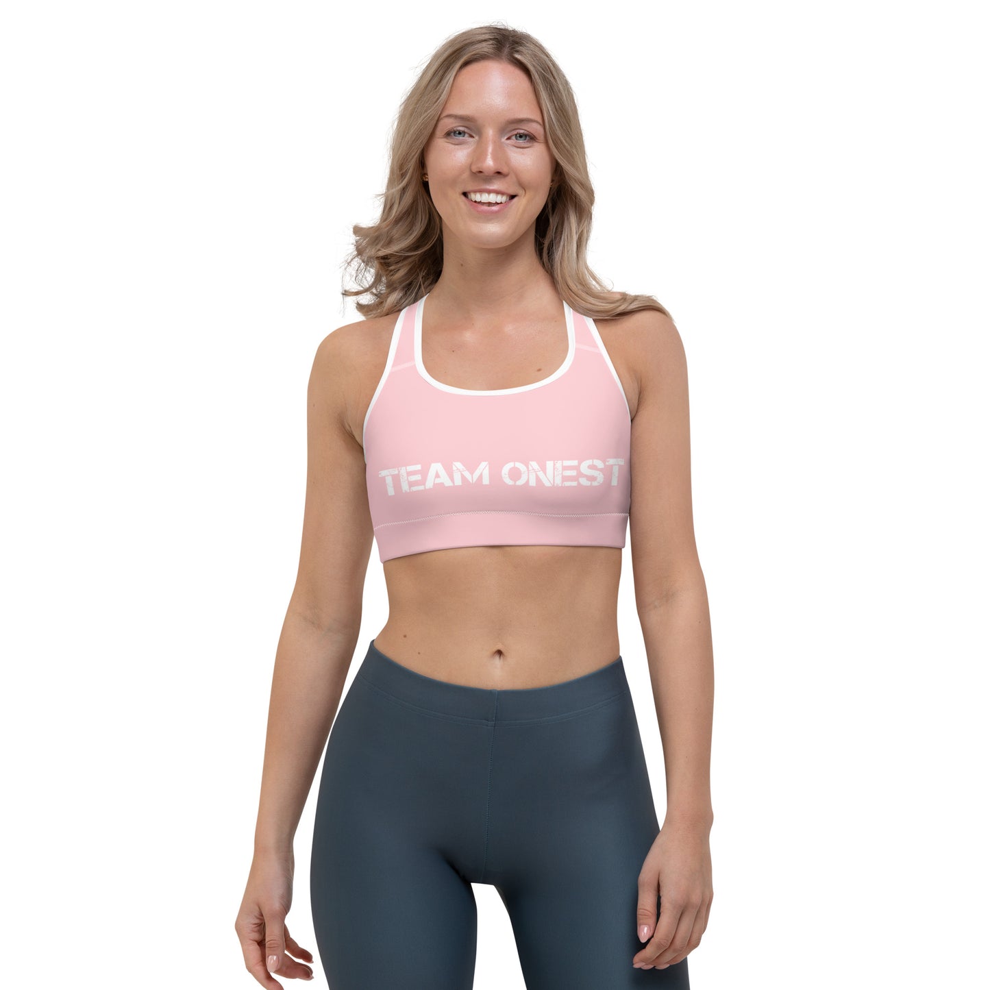 Pink Sports Bra (White)