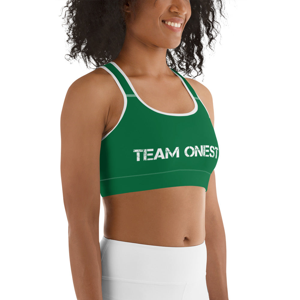 Green Sports Bra (White)