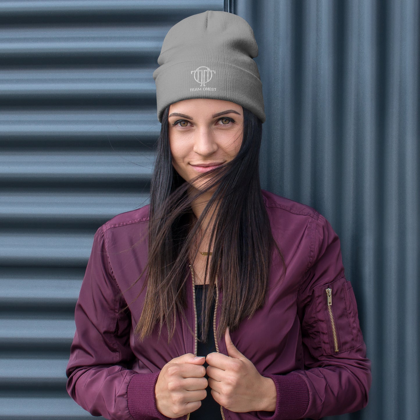 Embroidered Beanie (White)