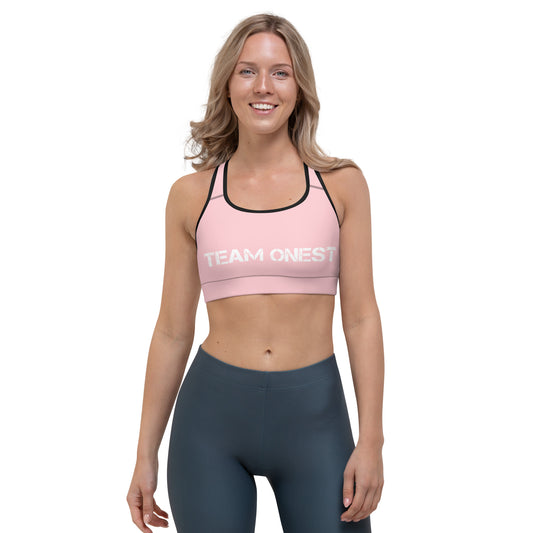 Pink Sports Bra (White)