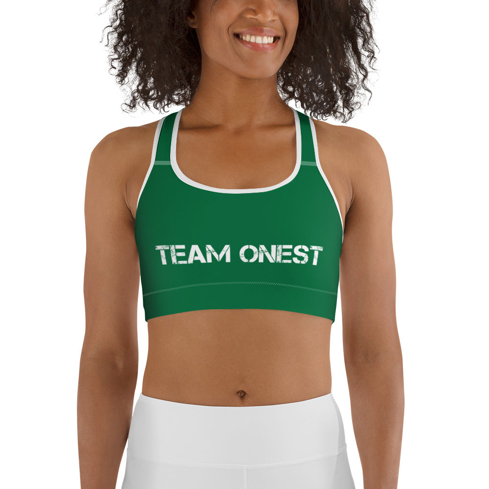 Green Sports Bra (White)