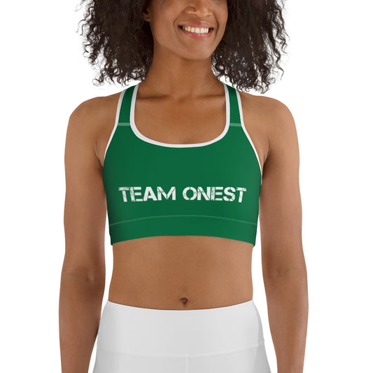Green Sports Bra (White)