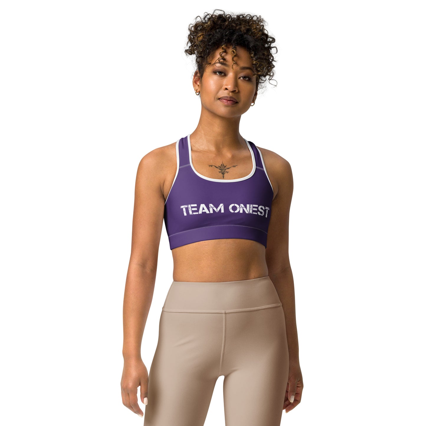 Purple Sports Bra (White)