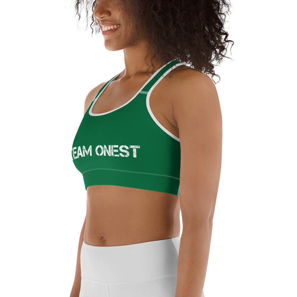 Green Sports Bra (White)